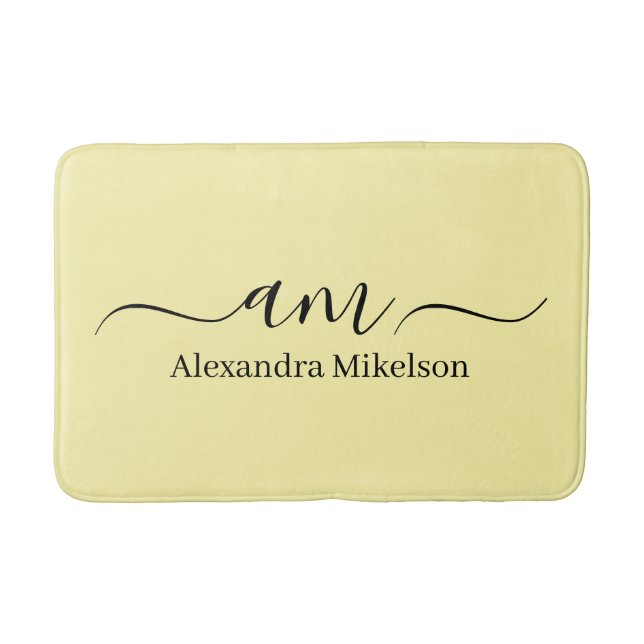 Simple Modern Monogram white Minimalist Bath Mat (Front)