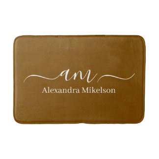 Simple Modern Monogram white Minimalist Bath Mat