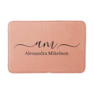 Simple Modern Monogram white Minimalist Bath Mat