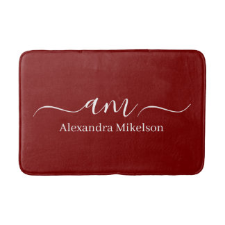Simple Modern Monogram white Minimalist Bath Mat