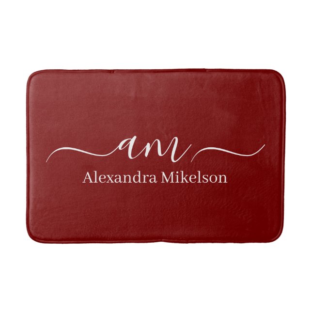 Simple Modern Monogram white Minimalist Bath Mat (Front)
