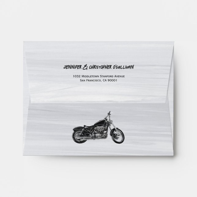 Simple Modern Motorcycle Themed Wedding Envelope (Back (Top Flap))