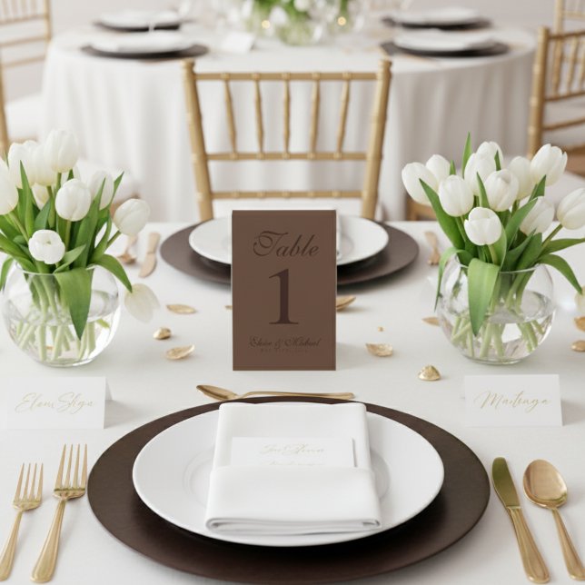 Simple Modern Mousse Brown Wedding (Elevate your reception setup with these Modern Mousse Brown Wedding Table Numbers!)