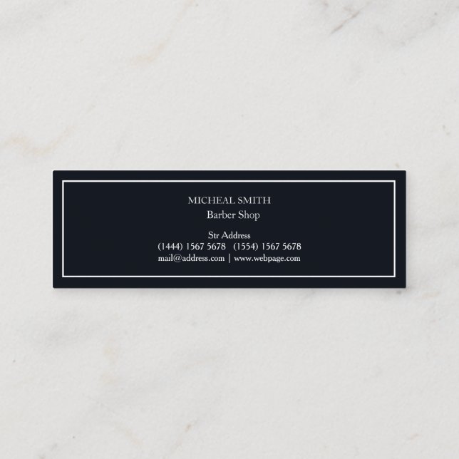 Simple Modern Moustache Barber Shop Mini Business  Mini Business Card (Back)