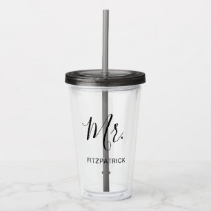 Simple Modern Mr Groom Newlywed Elegant Acrylic Tumbler