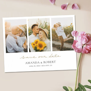 Simple Modern Multi Photo Collage Save the Date Magnetic Invitation