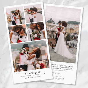 Simple Modern Multi Photo Collage Wedding Thank You Card