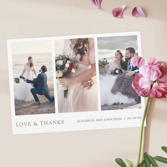 Simple Modern Multi Photo Thank You Wedding Card (Creator Uploaded)