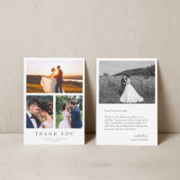 Simple Modern Multi Photo Wedding Thank You Card