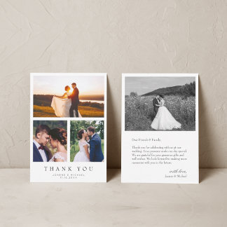 Simple Modern Multi Photo Wedding Thank You Card