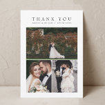Simple Modern Multi Photo Wedding W Note Thank You Card<br><div class="desc">Simple modern wedding thank you card with note.</div>