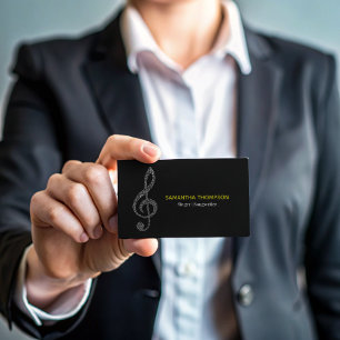 Simple Modern Music Note Full Name with White Text Magnetic Business Card