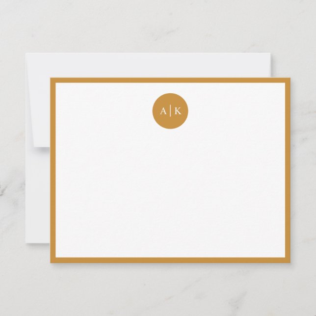 Simple Modern Mustard Yellow Circle Monogram Card (Front)