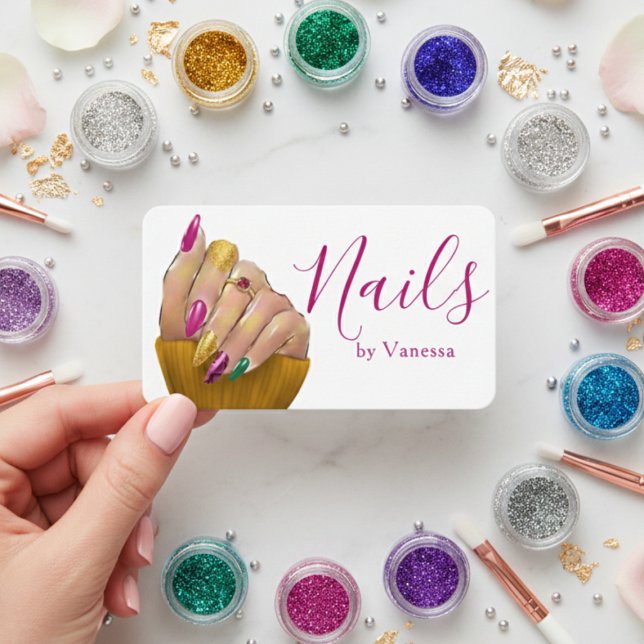 Simple Modern Nail Technician Salon Use Business Card (Creator Uploaded)