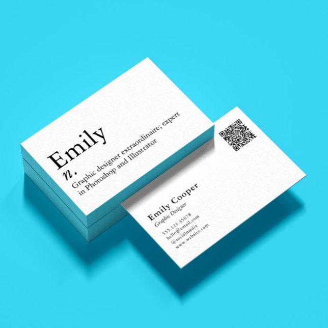 Simple Modern name definition custom QR code Business Card (Creator Uploaded)