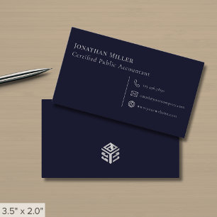 Simple Modern Navy Blue and Grey Business Card