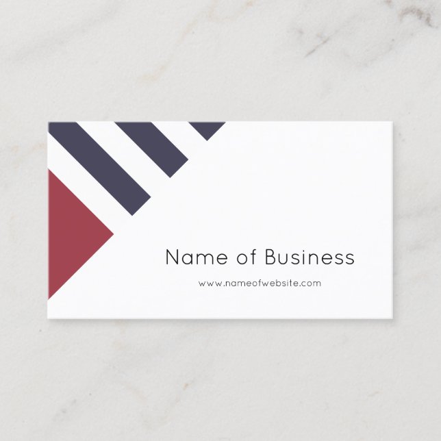 Simple Modern Navy Blue and Red Wide Stripes Business Card (Front)