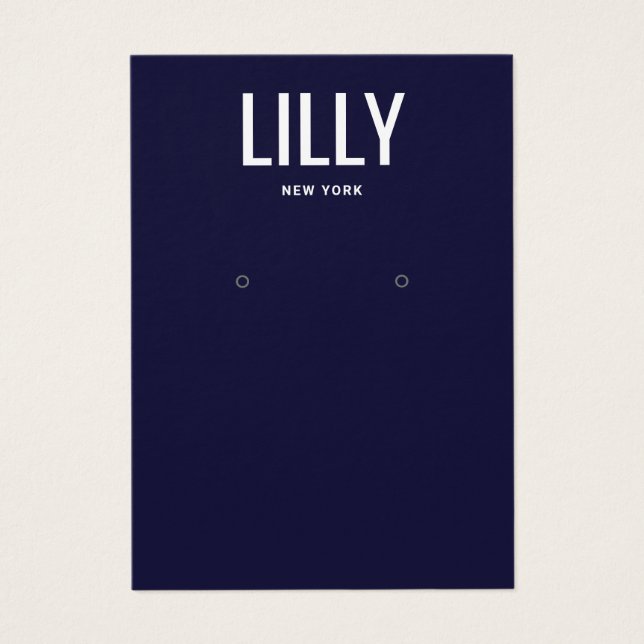 Simple Modern Navy Blue Earring Display Card (Front)