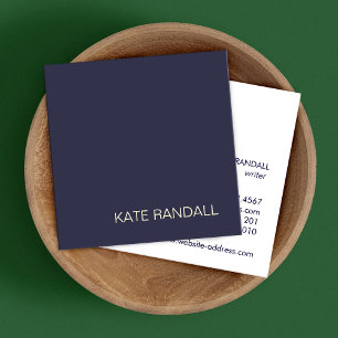 Simple Modern Navy Blue Professional Square Square Business Card
