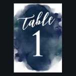 Simple Modern Navy Blue Watercolor Table Number<br><div class="desc">These Simple Modern Navy Blue Watercolor Table Number cards will make the perfect addition to your event tables. The watercolor gives a pop of design,  but keeping a modern look. This table number design is perfect for nautical themes and those who love cool deep colour tones.</div>