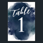 Simple Modern Navy Blue Watercolor Table Number<br><div class="desc">These Simple Modern Navy Blue Watercolor Table Number cards will make the perfect addition to your event tables. The watercolor gives a pop of design,  but keeping a modern look. This table number design is perfect for nautical themes and those who love cool deep colour tones.</div>