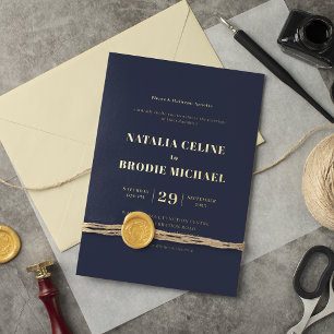 Simple Modern Navy Blue Wedding Gold 
