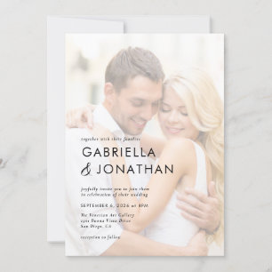 Simple Modern Navy Blue Wedding  Invitation