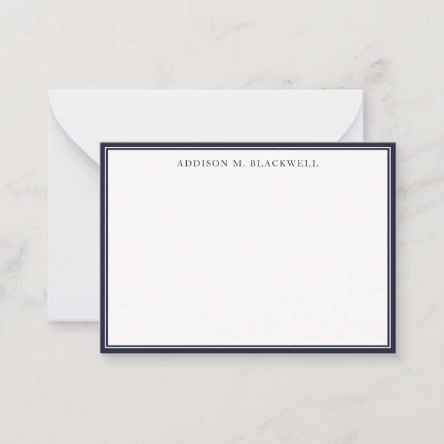 Simple Modern Navy Blue White Professional Card (Front)