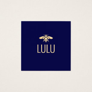 Simple Modern Navy Minimalist Gold Bee Logo