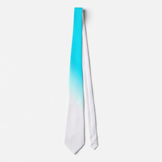 Simple Modern Neon Blue White Abstract Gradient Tie (Front)