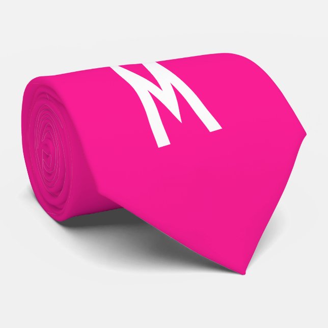 Simple Modern Neon Fluorescent Pink Tie (Rolled)