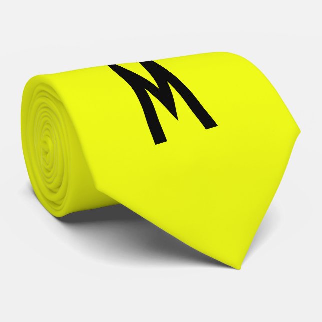 Simple Modern Neon Fluorescent Yellow Tie (Rolled)