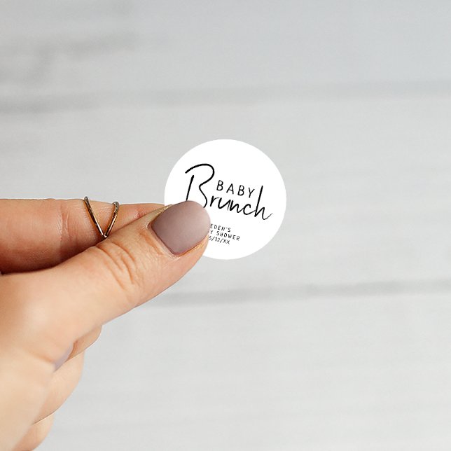 Simple Modern Neutral Baby Brunch Favour Classic Round Sticker (Creator Uploaded)