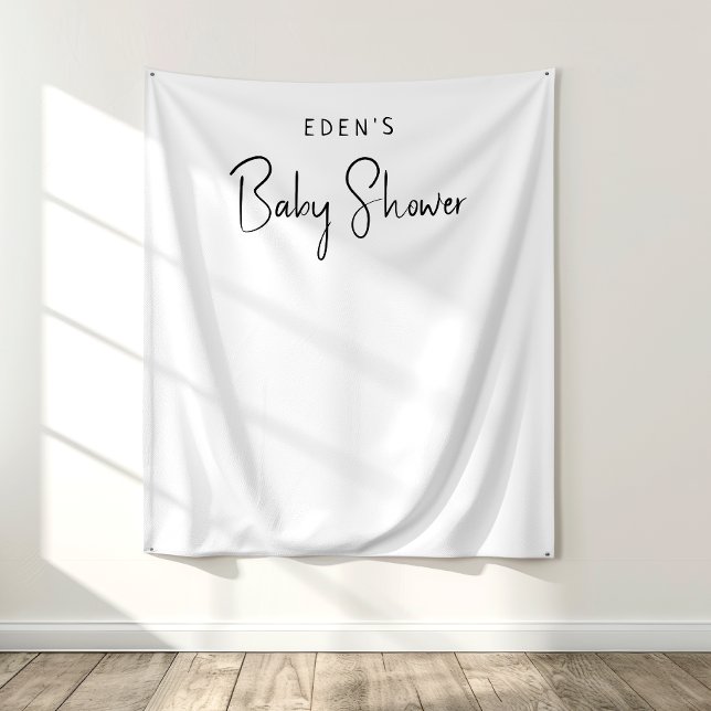Simple Modern Neutral Baby Shower Backdrop Tapestry (Creator Uploaded)