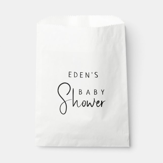 Simple Modern Neutral Baby Shower Favour Bags (Front)