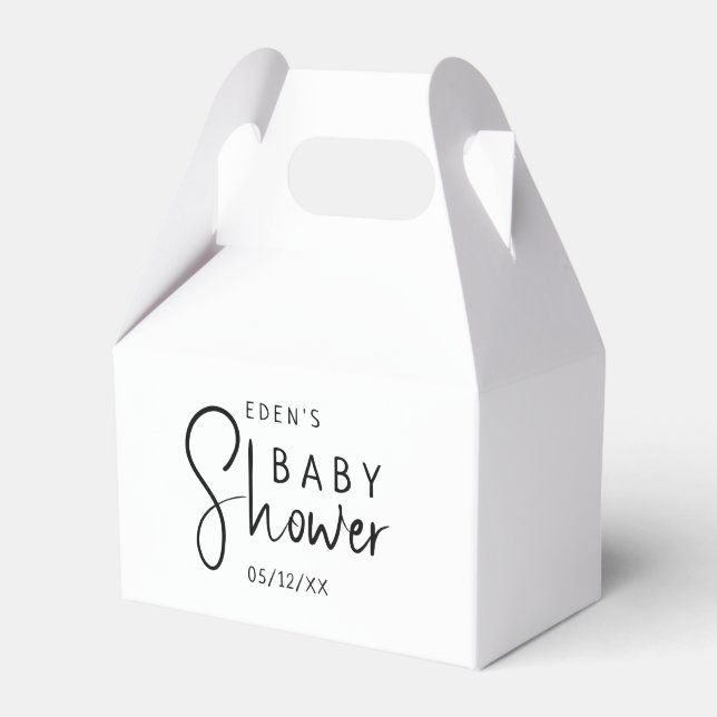 Simple Modern Neutral Baby Shower Favour Box (Front Side)