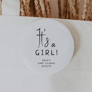Simple Modern Neutral Baby Shower It's a Girl 6 Cm Round Badge