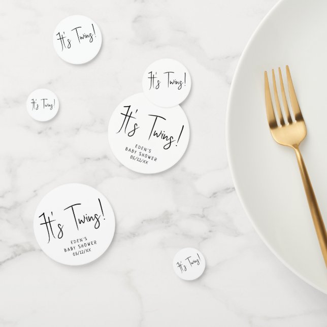 Simple Modern Neutral Baby Shower It's Twins Confetti (Group)