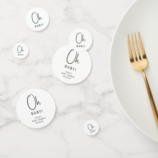 Simple Modern Neutral Baby Shower Oh Baby Confetti (Group)