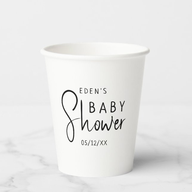 Simple Modern Neutral Baby Shower Paper Cups (Front)
