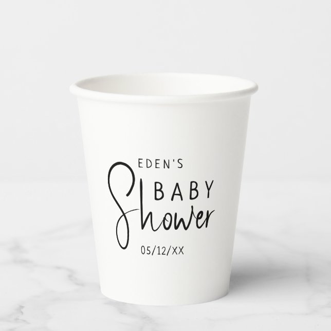 Simple Modern Neutral Baby Shower Paper Cups (Front)