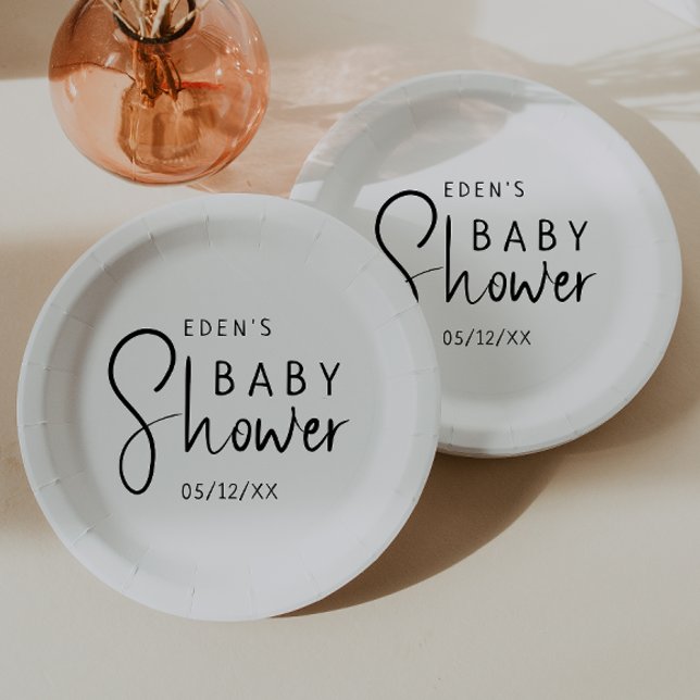 Simple Modern Neutral Baby Shower Paper Plate (Creator Uploaded)