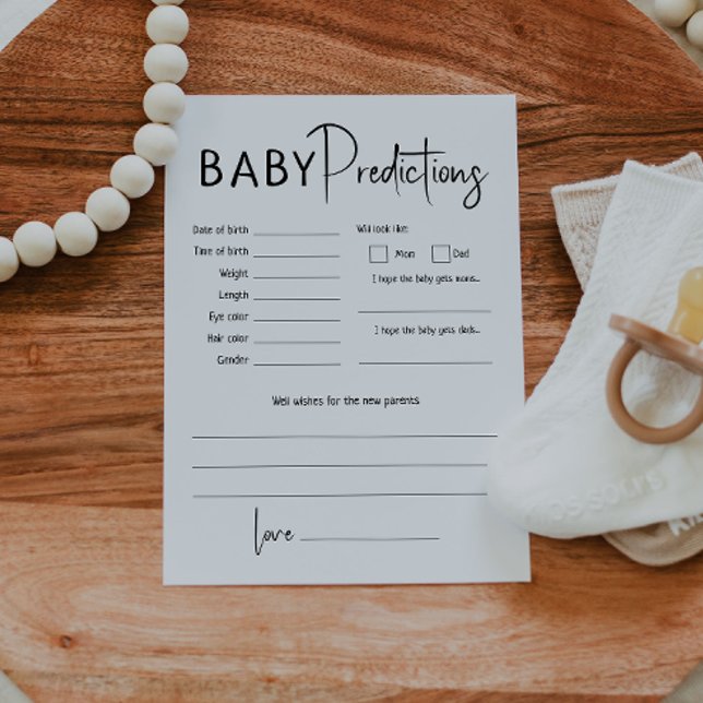 Simple Modern Neutral Baby Shower Predictions Card (Creator Uploaded)