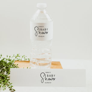 Simple Modern Neutral Baby Shower Water Bottle Label