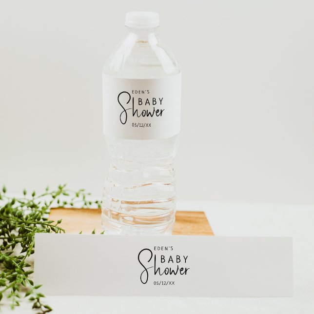 Simple Modern Neutral Baby Shower Water Bottle Label (Creator Uploaded)