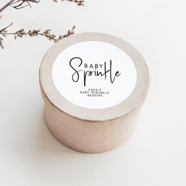 Simple Modern Neutral Baby Sprinkle Favour Classic Round Sticker (Creator Uploaded)