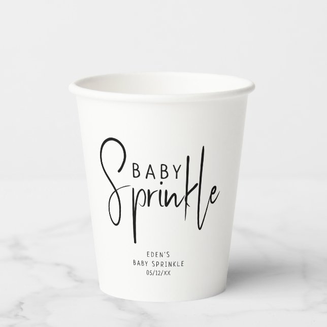 Simple Modern Neutral Baby Sprinkle Paper Cups (Front)