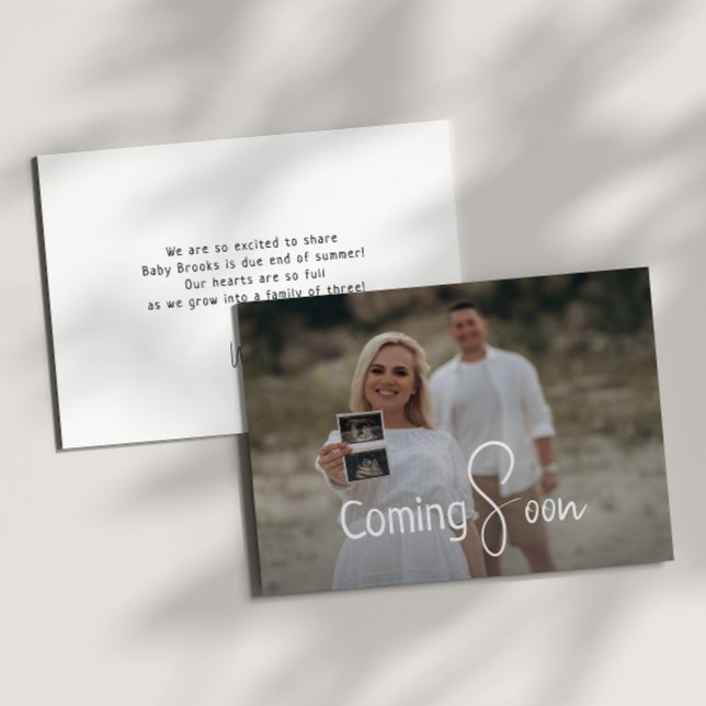 Simple Modern Neutral Coming Soon Pregnancy Announcement (Creator Uploaded)