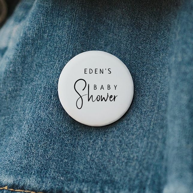 Simple Modern Neutral Cute Baby Shower Button (Creator Uploaded)