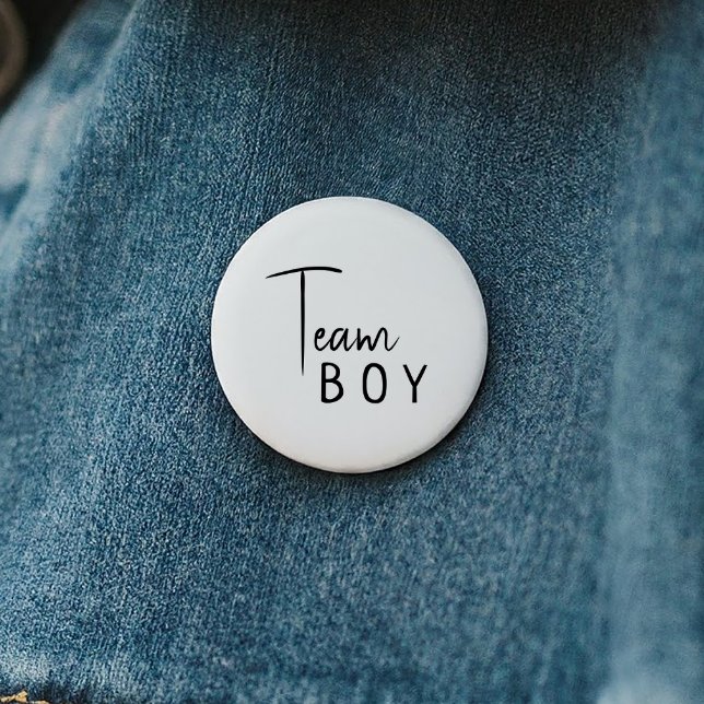 Simple Modern Neutral Gender Reveal Team Boy 6 Cm Round Badge (Creator Uploaded)